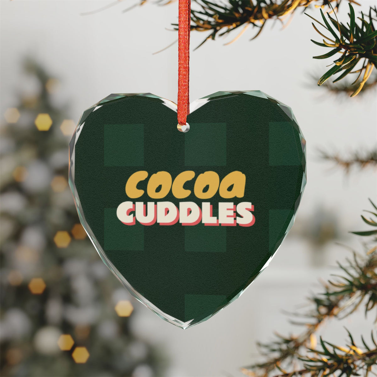 Cocoa Cuddles Glass Heart Ornament