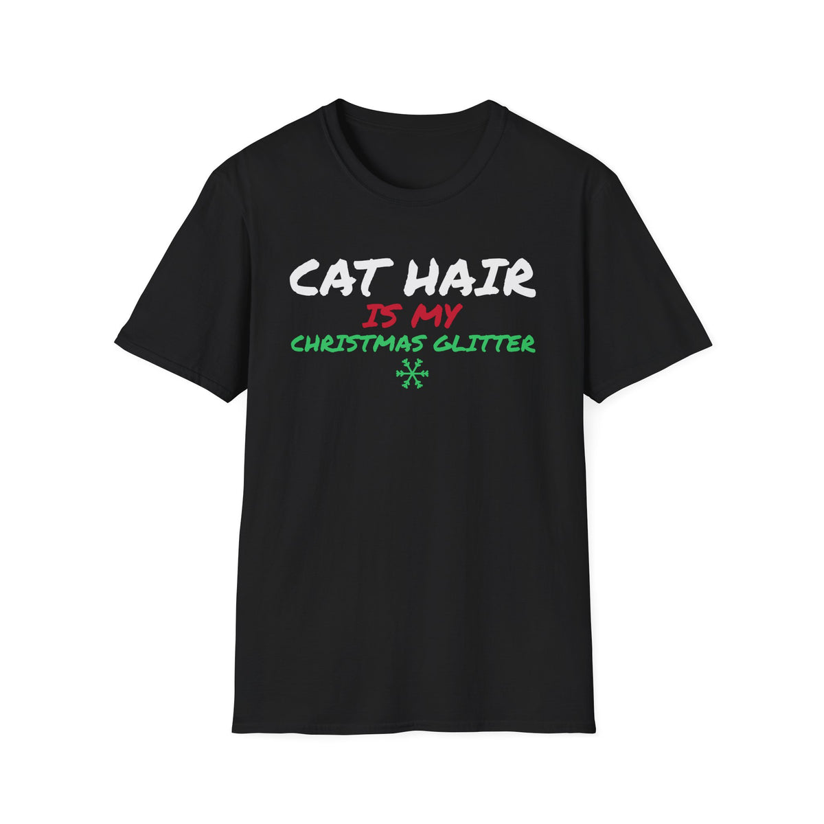 Cat Hair Is My Christmas Glitter Funny Cat T-Shirt Cat Mom Holiday Gift Tee – Gifted Porch