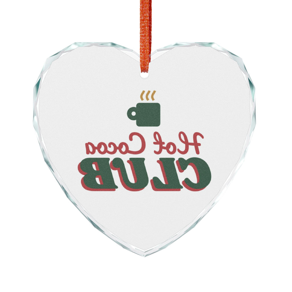 Hot Cocoa Club Glass Heart Ornament