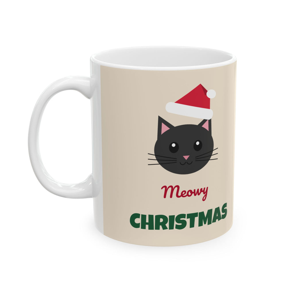 Meowy Christmas Cat Mug 11oz Ceramic Coffee Mug Black Cat Lover Gift – Gifted Porch