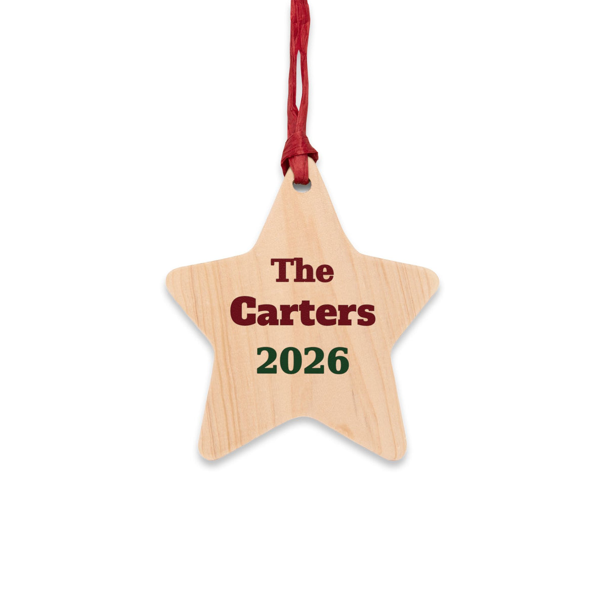 Personalized Family Name Star Wood Ornament