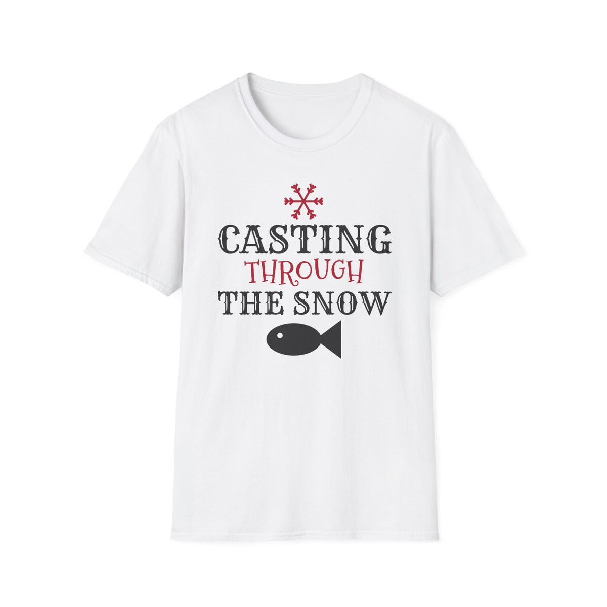 Casting Through The Snow Funny Fishing Christmas T-Shirt – Gifted Porch, view 1