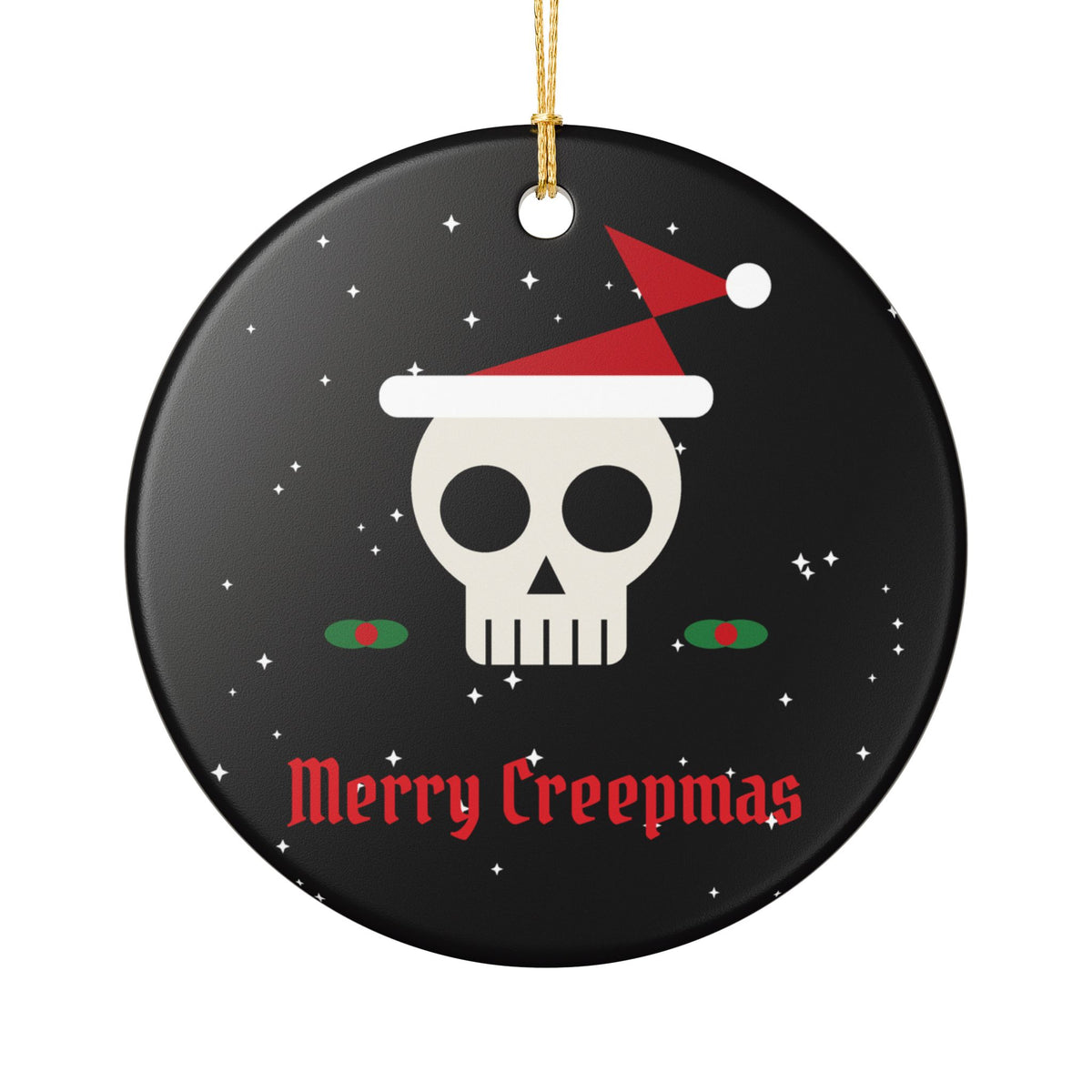 Merry Creepmas Skull Santa Hat Ornament – Gifted Porch, view 1