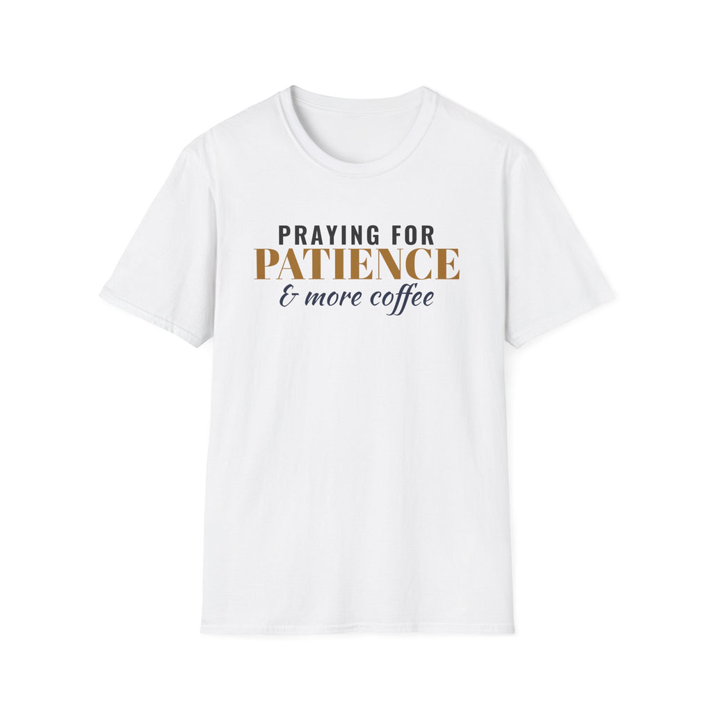 Praying For Patience And More Coffee Funny Christian T-Shirt – Gifted Porch, view 1