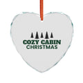 Cozy Cabin Christmas Glass Heart Ornament