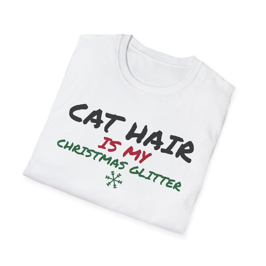 Cat Hair Is My Christmas Glitter Funny Cat T-Shirt Cat Mom Holiday Gift Tee – Gifted Porch