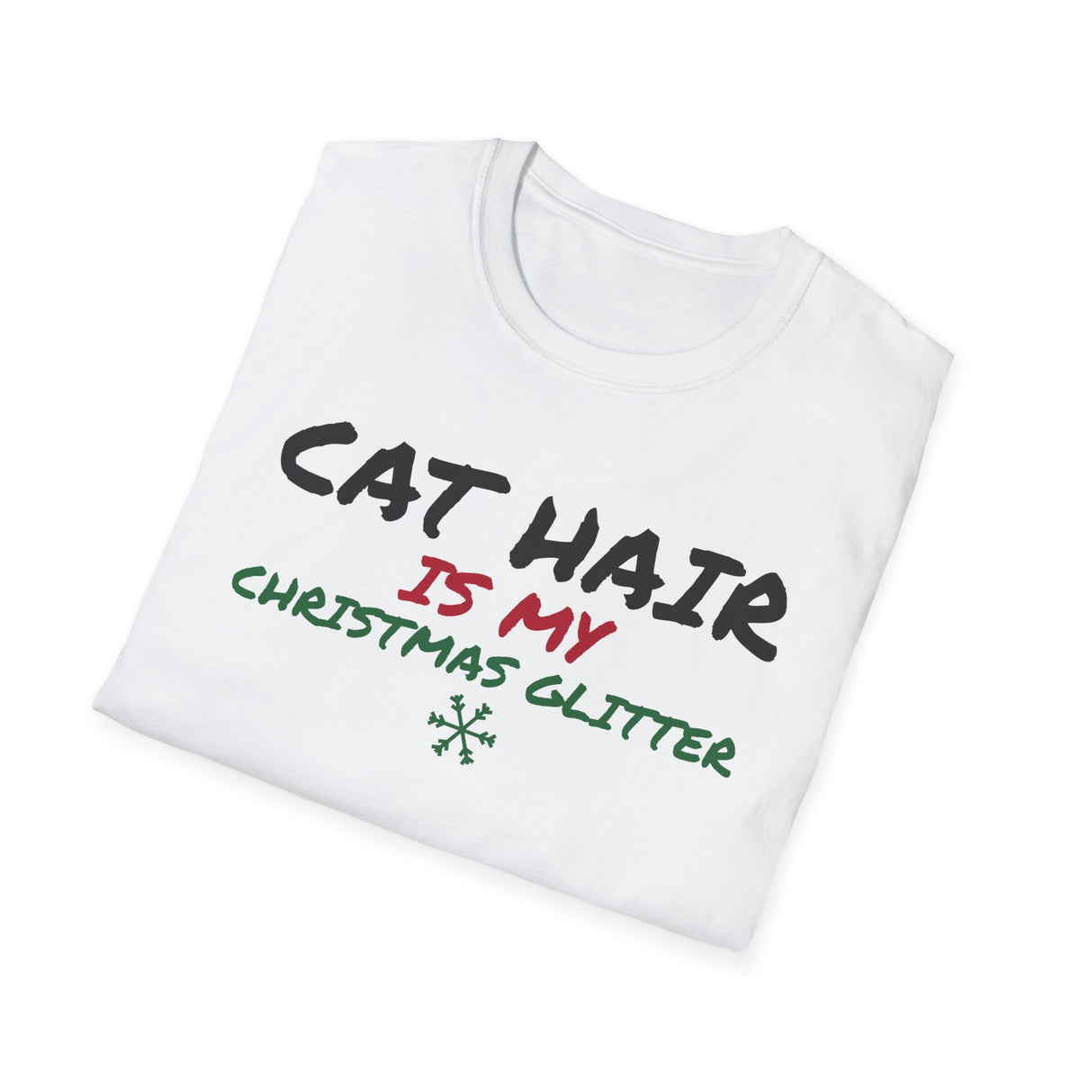Cat Hair Is My Christmas Glitter Funny Cat T-Shirt Cat Mom Holiday Gift Tee – Gifted Porch