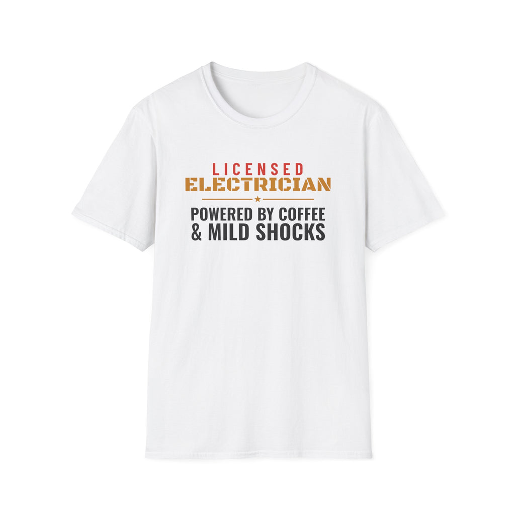 Electrician Powered By Coffee & Mild Shocks T-Shirt – Gifted Porch, view 1