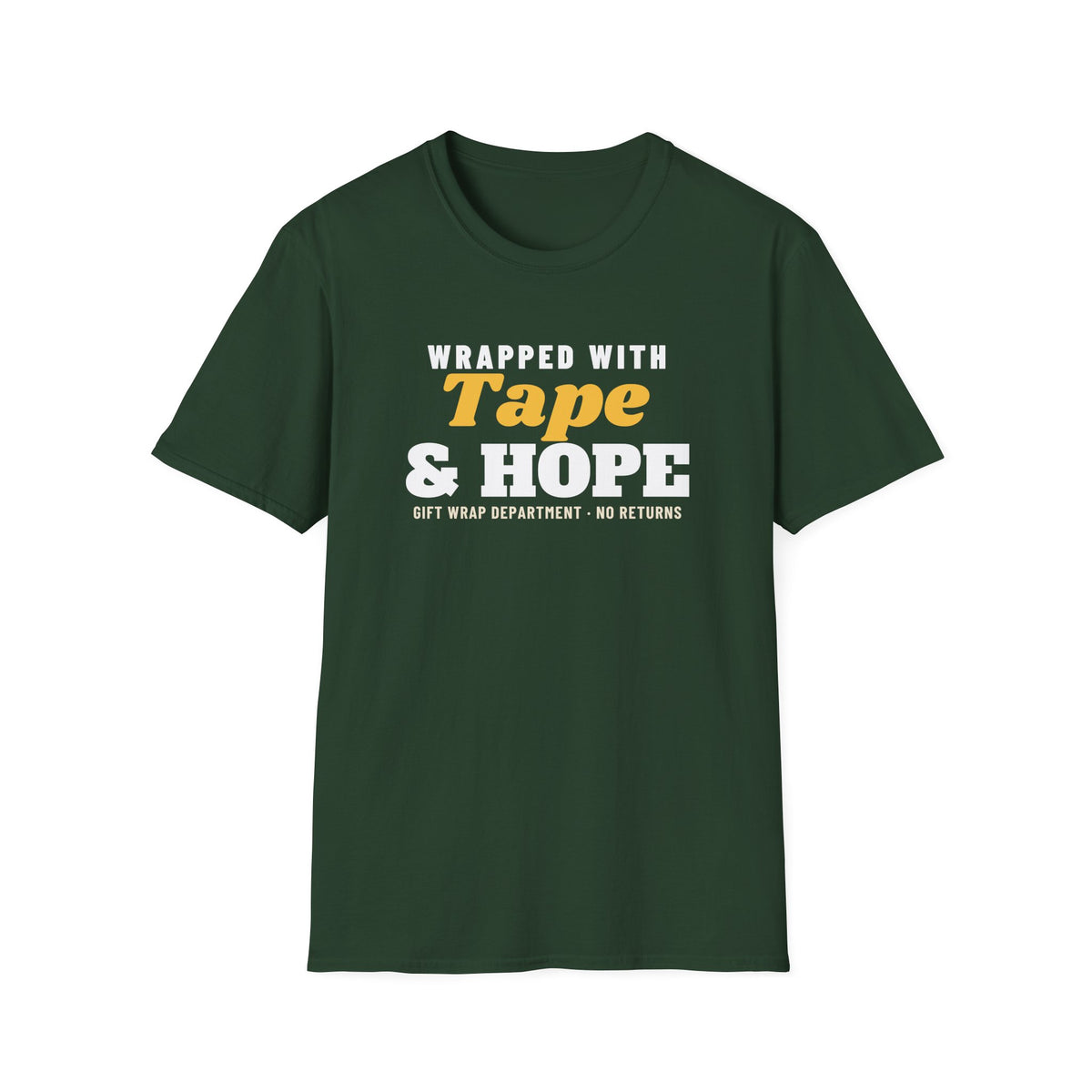 Wrapped With Tape And Hope Christmas Gift Wrapping T-Shirt – Gifted Porch, view 3