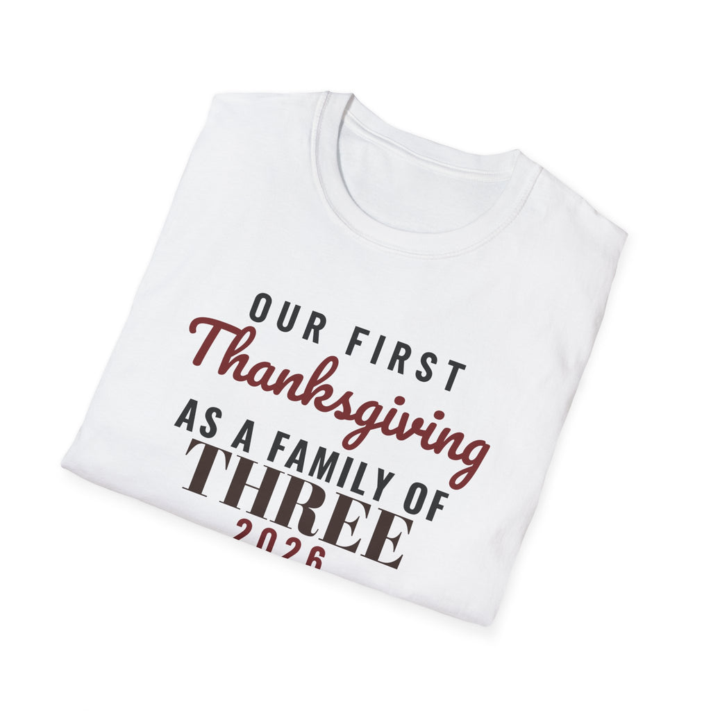 First Thanksgiving As A Family Of Three 2026 T-Shirt – Gifted Porch, view 9